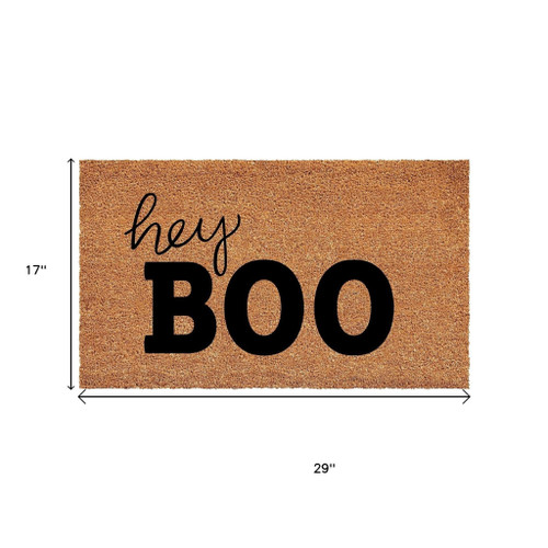 17" X 29" Black And Natural Halloween Halloween Hey There Outdoor Coir Door Mat