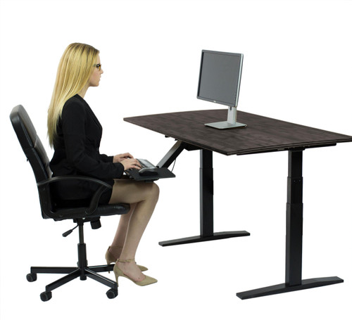 Homeroots Office Black on Black 52" Bamboo Dual Motor Electric Adjustable Desk