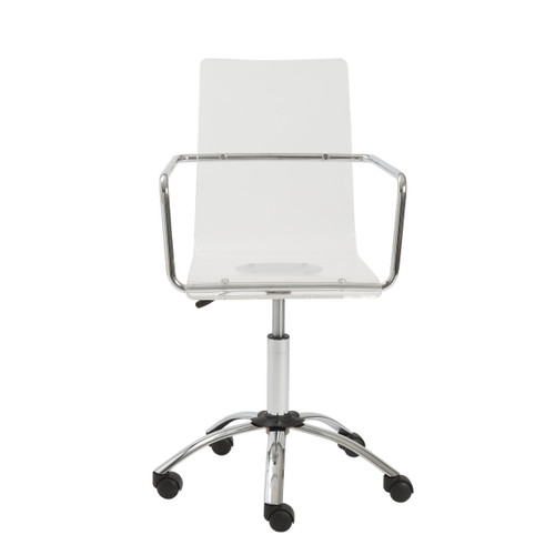 Homeroots Office 20.52" X 22.01" X 39.49" Clear Office Chair with Chromed Steel Base