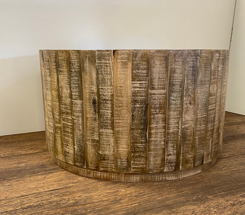 Homeroots Living Room Updated Rustic Round Stump Coffee Table, Rustic Finish, Mango Wood