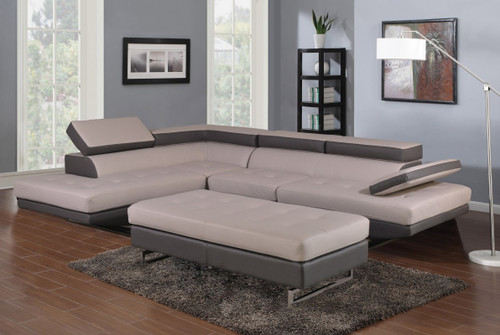 Homeroots Furniture 124" x 94" x 36" Two-Tone Sectional LAF