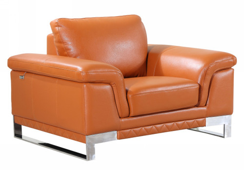 Homeroots Living Room 32 Inch Camel Lovely Leather Chair, Camel, Modern Style