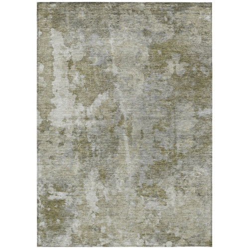 10' X 14' Green Abstract Washable Non Skid Indoor Outdoor Area Rug