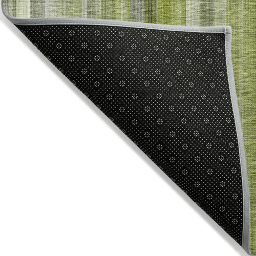 8' X 10' Green Striped Washable Non Skid Indoor Outdoor Area Rug