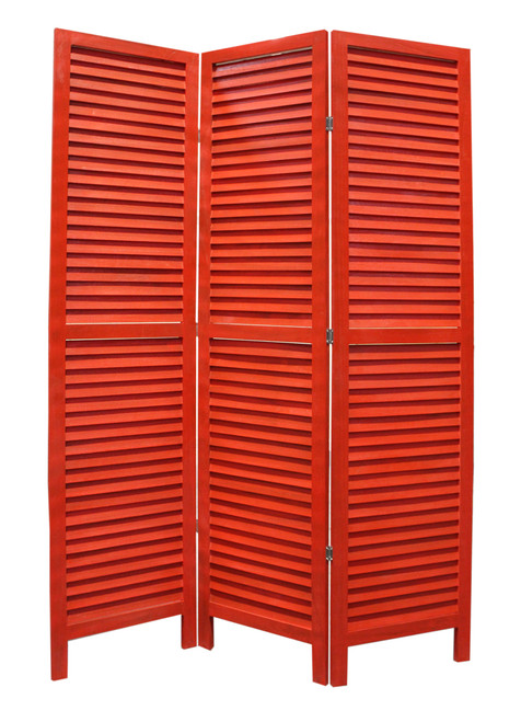 Homeroots Decor Wood Shutter Screen, Red Finish, 1 x 48 x 67 Inches