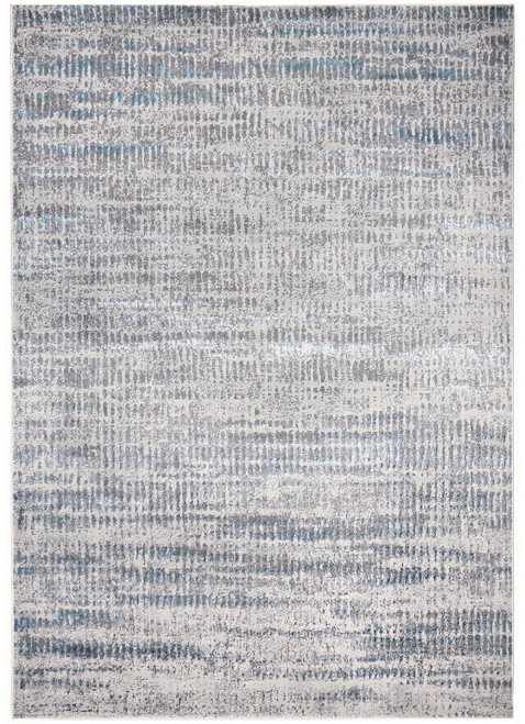 5' X 8' Blue and Ivory Abstract Non Skid Area Rug
