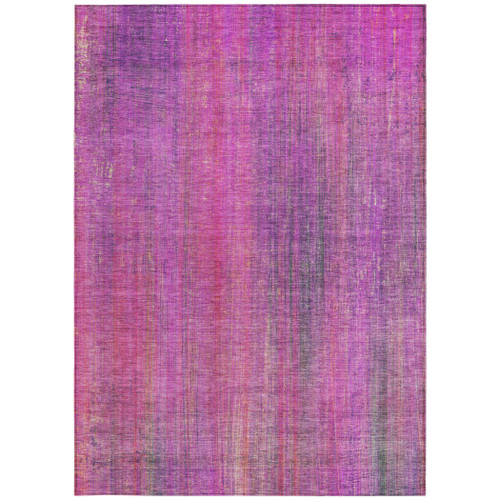 10' X 14' Lilac Striped Washable Non Skid Indoor Outdoor Area Rug