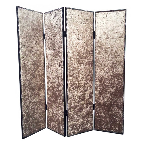 Homeroots Home Decor 1 X 84 X 84 Bronze Wood & Fabric Screen, Bronze Finish, 84 Inch Height