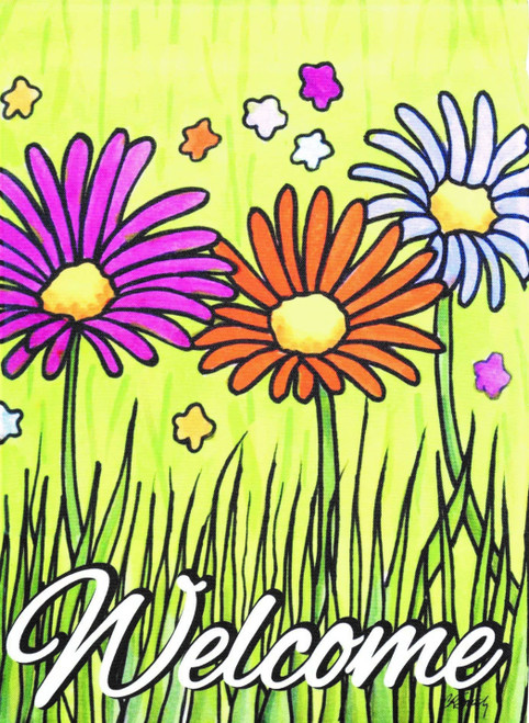Flag Welcome Daisies Polyester 