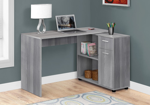 Homeroots Office 29.5" Grey Particle Board and Laminate Computer Desk with Storage Cabinet