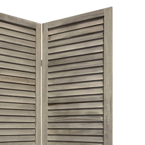 Homeroots Home Decor 3 Panel Grey Shutter Screen Room Divider, Grey