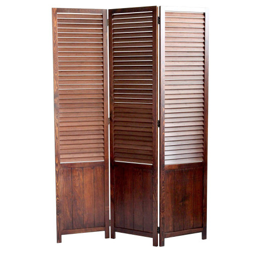 Homeroots Home Decor 1" X 47" X 67" Brown Wood Screen, Espresso Finish