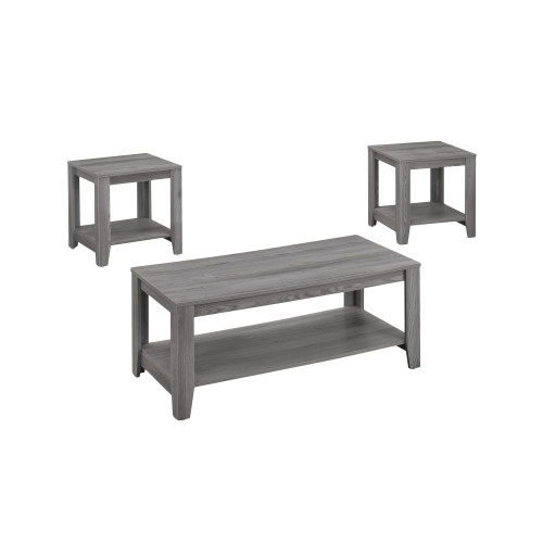 Homeroots Living Room Grey Table Set, 3-Piece Set