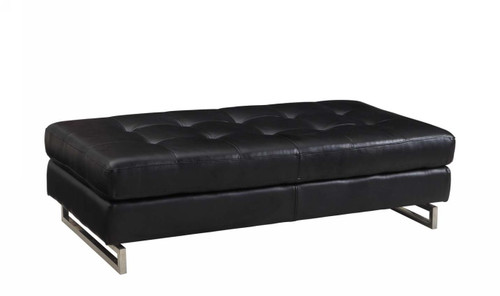 Homeroots Living Room 63" X 32" X 19" Black Ottoman, Black