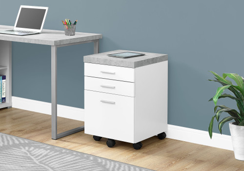 Homeroots Office 25.25" White Particle Board and MDF Filing Cabinet, White, 3 Drawers