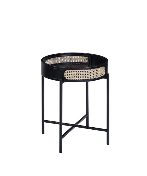 Homeroots Living Room 24" Round End Table, Black Melamine Veneer