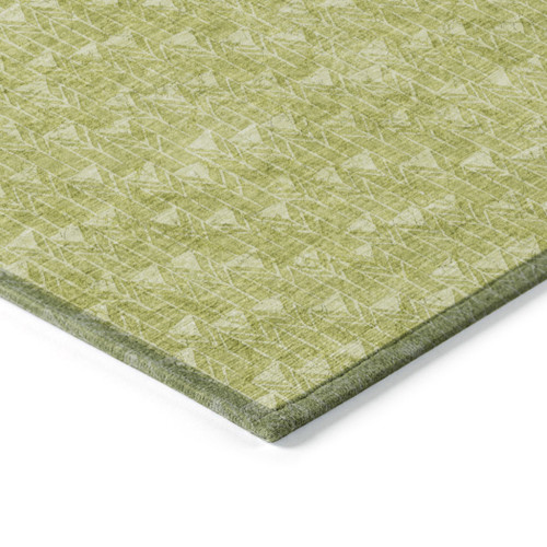 9' X 12' Moss Green Geometric Washable Non Skid Indoor Outdoor Area Rug