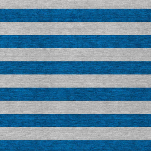 9' X 12' Blue and Ivory Striped Washable Indoor Outdoor Area Rug