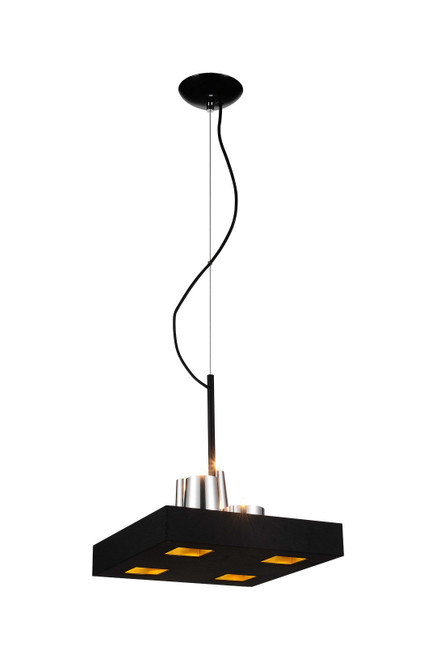 Homeroots Lighting 14" X 14" X 59" Black Stainless Steel Pendant Lamp, Black, Stainless Steel