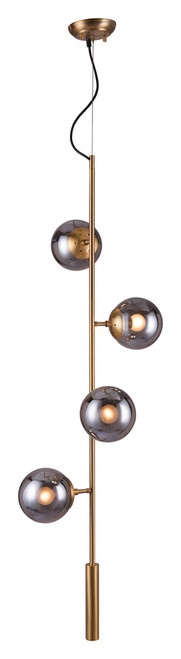 Homeroots Lighting Gold Berry and Smoked Glass Ceiling Lamp