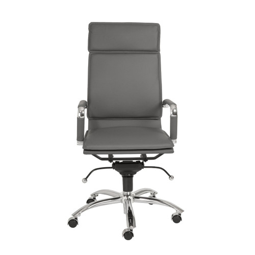 Homeroots Office 26.38" X 27.56" X 45.87" High Back Office Chair in Gray with Chromed Steel Base