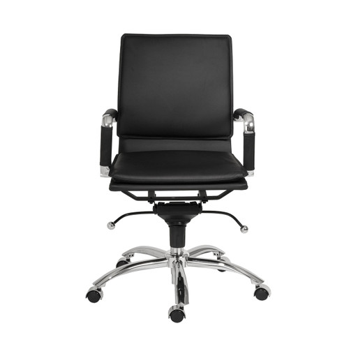 Homeroots Office 25.99" X 26.78" X 38.39" Low Back Office Chair in Black with Chromed Steel Base