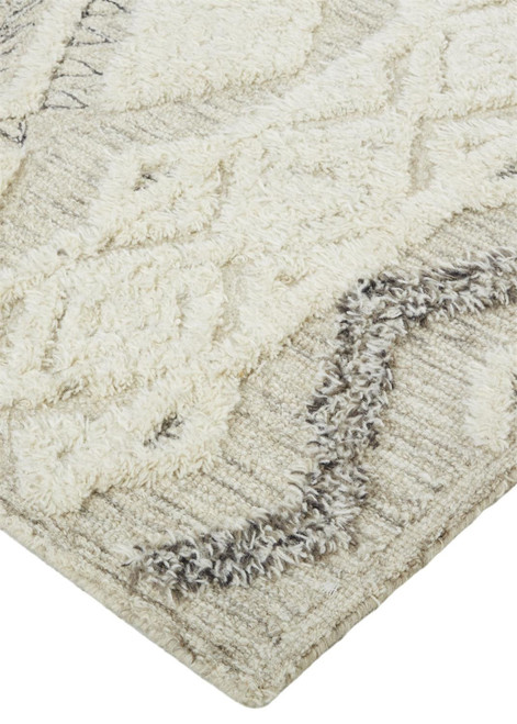8' X 10' Gray and Ivory Wool Geometric Hand Tufted Area Rug