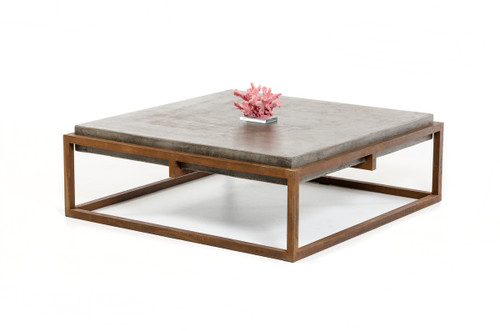 Homeroots Living Room 15" Concrete and Metal Coffee Table