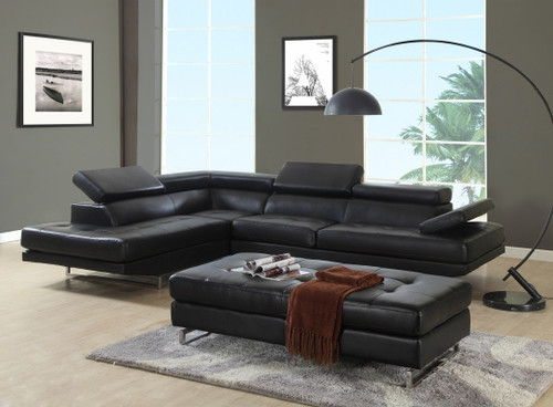 Homeroots Furniture 124" X 94" X 36" Black Sectional LAF