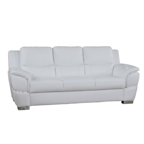 Homeroots 69'' X 34'' X 35'' Modern White Leather Sofa and Loveseat, White