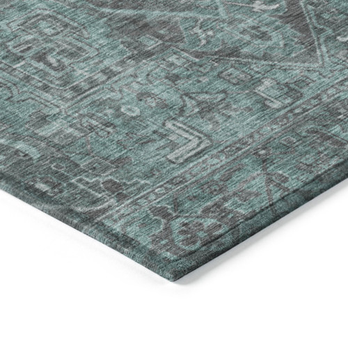 10' X 14' Turquoise Oriental Washable Non Skid Indoor Outdoor Area Rug