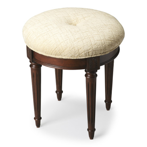 Homeroots Living Room Classic Cherry Brown Vanity Stool