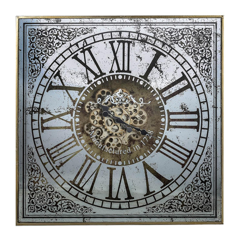 Homeroots Home Decor Silver and Gold Antique Style Square Wall Clock
