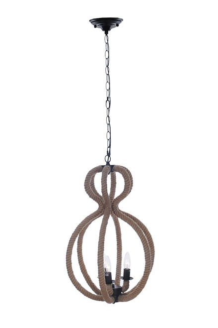 Homeroots Lighting 15" x 15" x 47.5" 3 Bulbs Rope Pendant Lamp