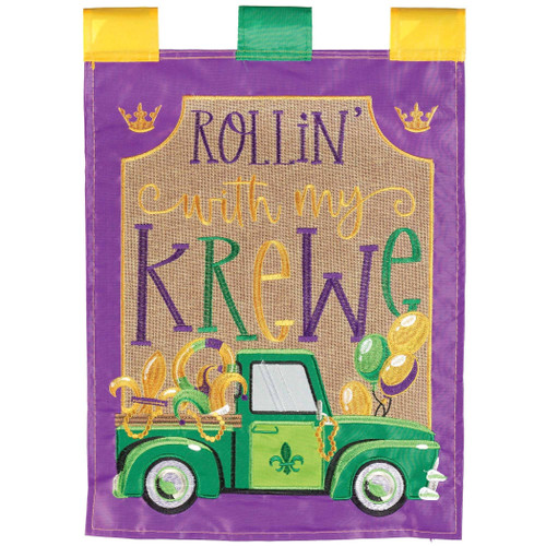 Rollin' With My Krewe Truck Burlap