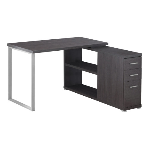 Homeroots Office 47.25" x 47.25" x 29.5" Grey Silver Particle Board Hollow Core Metal Computer Desk