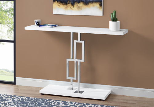Homeroots Living Room 32" Particle Board and Chrome Metal Accent Table