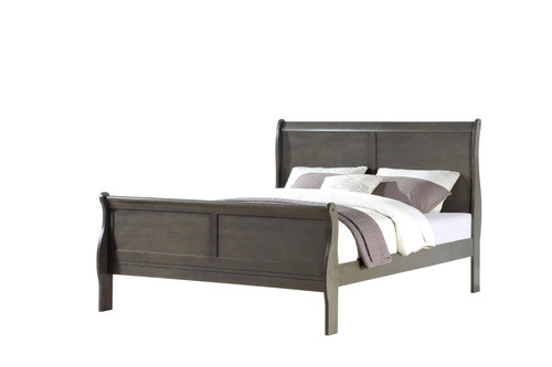 Dark Gray King Sleigh Bed Manufactured Wood