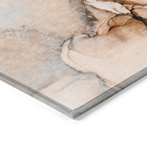 10' X 14' Orange Abstract Washable Non Skid Indoor Outdoor Area Rug