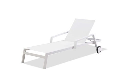 Homeroots Living Room Modern Aluminum Chaise Lounges, White, Set of 2