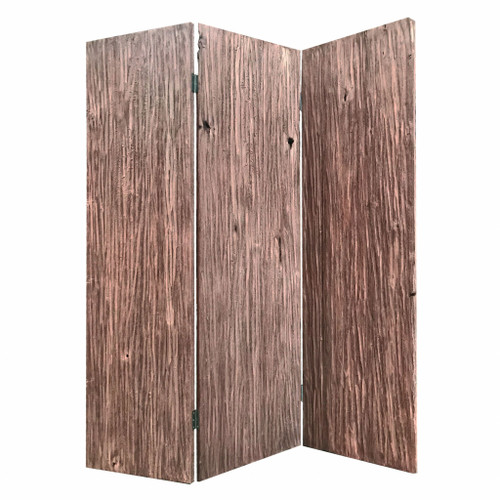 71" Brown Folding Three Panel Screen Room Divider Wood