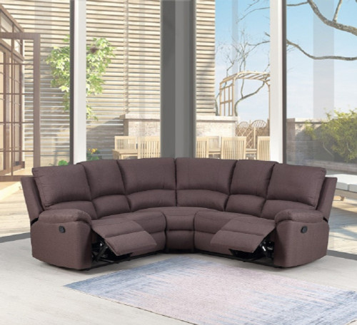 Homeroots Brown Chenille Reclining Sectional, Brown, Reclining