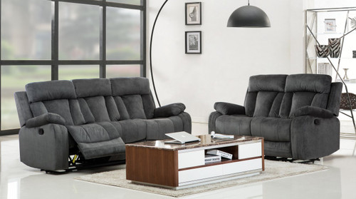 Homeroots Living Room 68'' X 38'' Modern Gray Leather Sofa And Loveseat, Gray