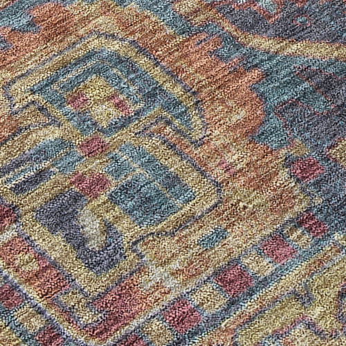10' X 14' Red Orange and Blue Oriental Washable Non Skid Indoor Outdoor Area Rug