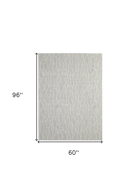 5' X 8' Taupe And Ivory Wool Abstract Tufted Handmade Stain Resistant Area Rug