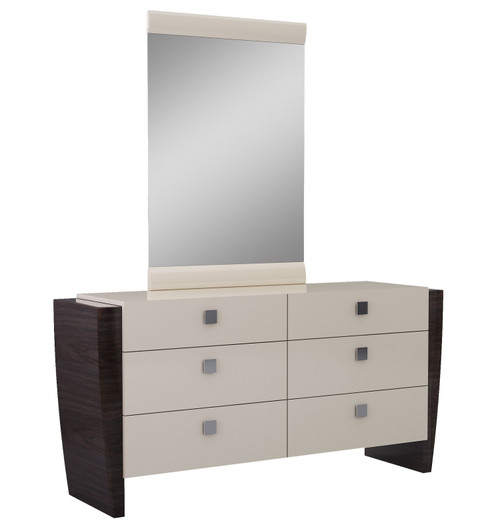34" Refined Beige High Gloss Dresser Solid Wood