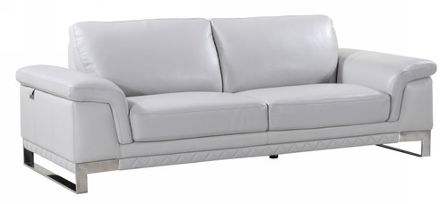 Homeroots Living Room Lovely Light Grey Leather Sofa, Light Grey