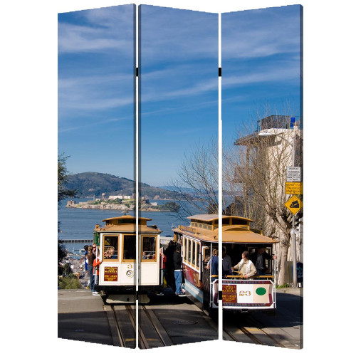 Homeroots Home Decor 1" X 48" X 72" Multi Color Wood Canvas San Francisco Screen, Multi Color