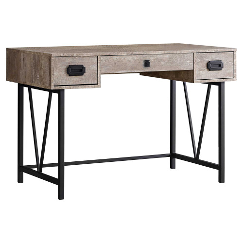 Homeroots Office Computer Desk, Taupe Black Finish, Particle Board Hollow Core Metal, 23.75" x 47.25" x 30.75"