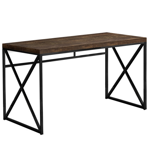 Homeroots Office Computer Desk, Brown Black, Particle Board Metal